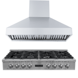 ProlineRangeHoods.com Proline PLST 48" Gas Range + PLJW 104 SS Hood Bundle, 6 burners, front view—save 10%.