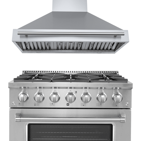 Proline PLSR 36" Dual Fuel Range + PLJW 104 Signature 304SS Wall-Mounted Range Hood 36" Bundle — Save 10%