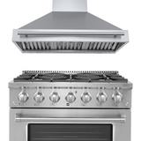 ProlineRangeHoods.com: PLSR 36" Dual Fuel Range and PLJW 104 36" Range Hood bundle—save 10% when you buy together.