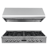 The ProlineRangeHoods.com PLST 48" Gas Range & PLJW 109 Hood Bundle has six burners, knobs & saves you 10%.