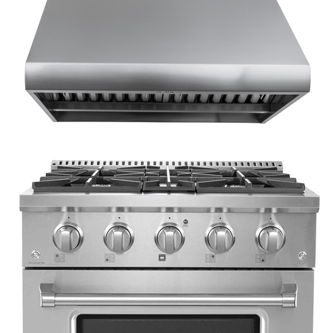 Proline PLSR 30" Dual Fuel Range + PLJW 109 Wall-Mounted Range Hood 30" Bundle — Save 10%