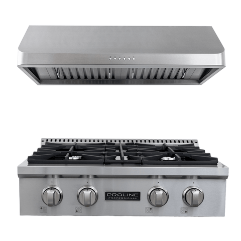 Proline PLST 30" Gas Range + PLJW 121 Under-Cabinet Range Hood 30" Bundle — Save 10%