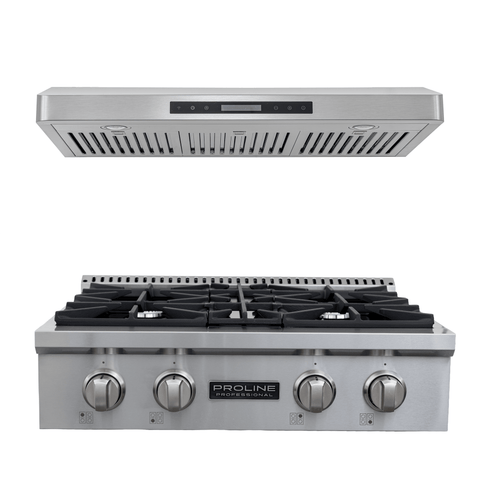 Proline PLST 30" Gas Range + PLSW 185 Elite Dream Home Under-Cabinet Range Hood 30" Bundle — Save 10%