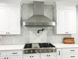 Contemporary kitchen with ProlineRangeHoods.com PLJW 104 Wall Range Hood, dual blowers, and dishwasher-safe filters.
