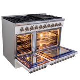 ProlineRangeHoods.com PLSR 48GG 48" glossy white range: 8 sealed burners, dual ovens, griddle for pro cooking.