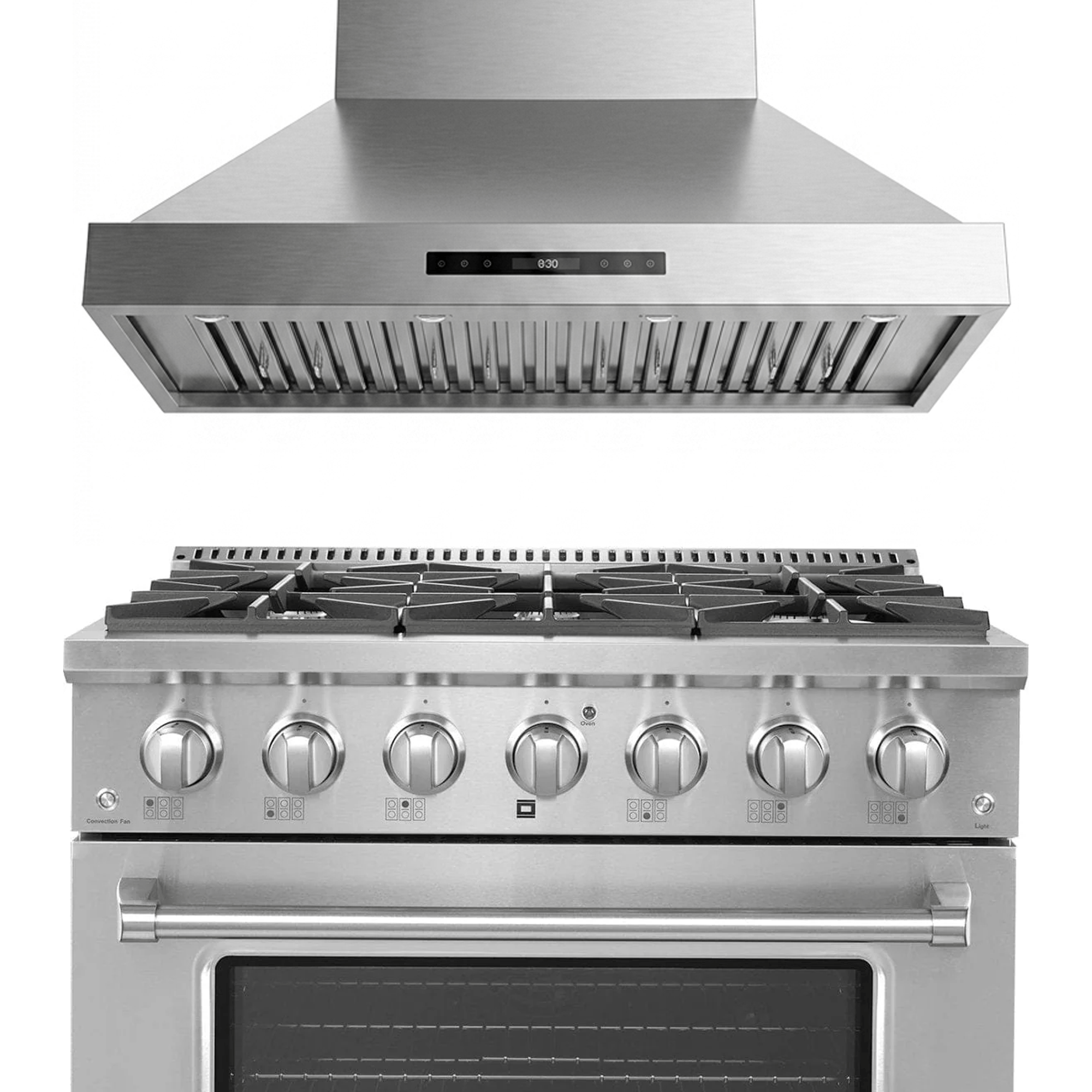 Save 10% at ProlineRangeHoods.com on the Proline PLSR 36" Range and PLSW King Air 36" Hood, both in stainless steel.
