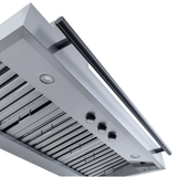 Proline PLJW 104 Wall Range Hood: 1200 CFM dual blower, lights, steel finish at ProlineRangeHoods.com—sleek design.