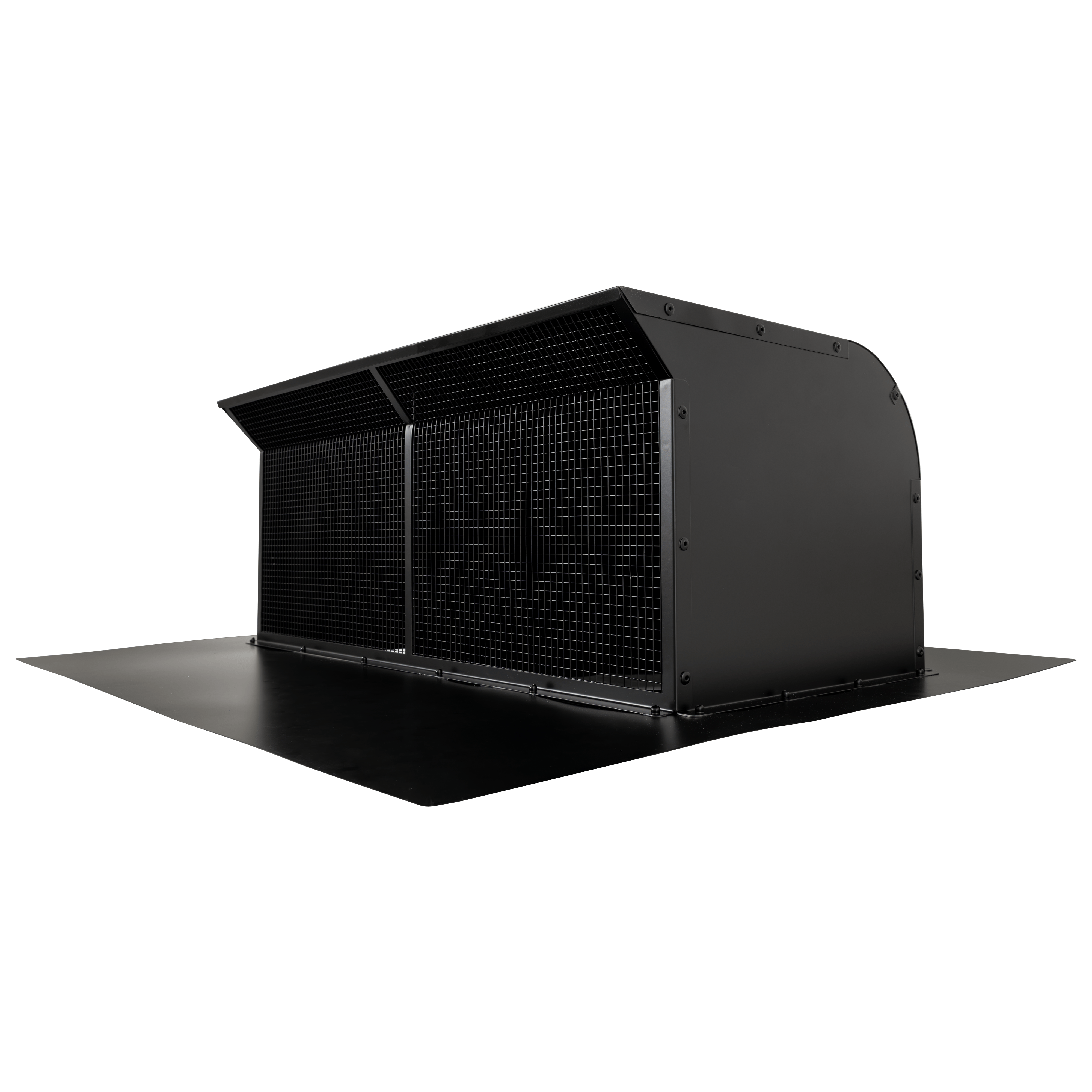 Proline Range Hoods 8″-10″ Dual Outlet Roof Cap in black metal with mesh panels, at ProlineRangeHoods.com.