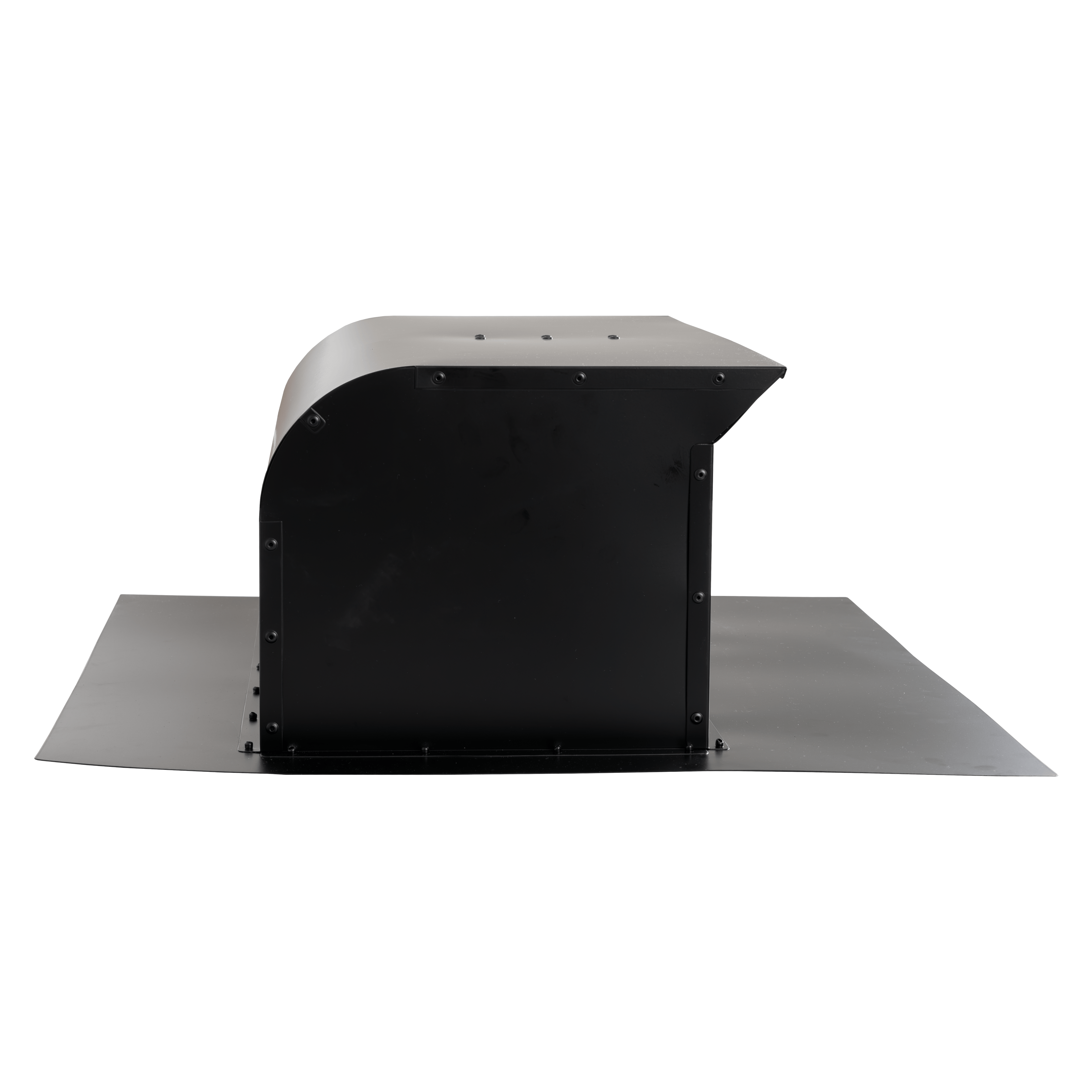 Proline Range Hoods 8″-10″ Dual Outlet Roof Cap with black curved top on flat base, ProlineRangeHoods.com.