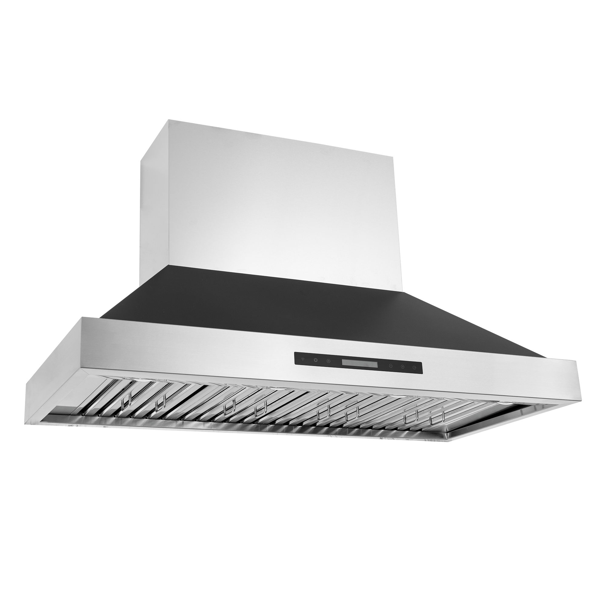 Proline King Air Matte Black range hood (550/1200 CFM) from Dream Home Series, ProlineRangeHoods.com, on white.