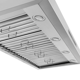 The Proline King Air Dream Home Series range hood in matte black with lights and metal filters, at ProlineRangeHoods.com.