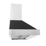 ProlineRangeHoods.com King Air wall-mounted range hood, matte black, Dream Home Series, shown from below on white.
