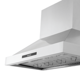 Proline King Air wall-mounted stainless range hood (550/1200 CFM), sleek and modern. ProlineRangeHoods.com.