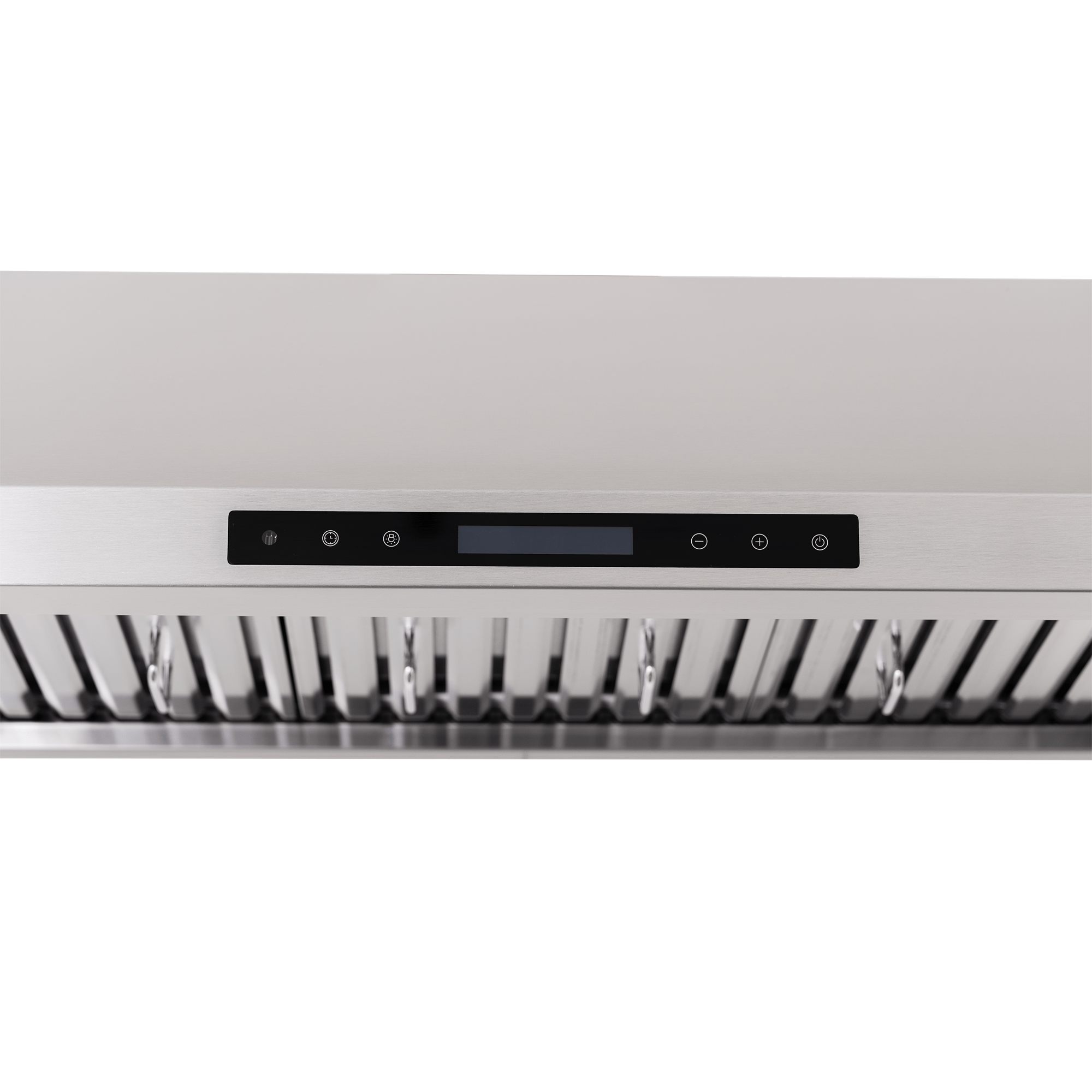 PLSW 115 under-cabinet stainless range hood with control panel, vent slats; 600 CFM. ProlineRangeHoods.com.