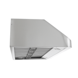 ProlineRangeHoods.com PLSW 115 under-cabinet hood with stainless steel, 600 CFM vent, and light shown from below.