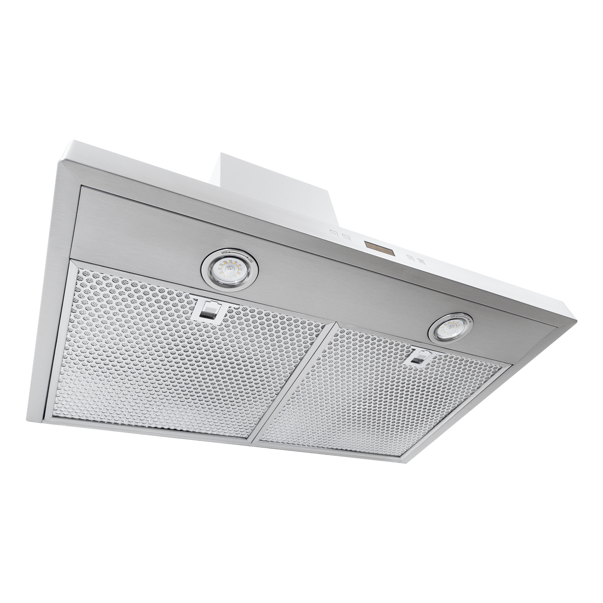 Proline PLFW 520 wall range hood in stainless steel with mesh filters, lights; ductless at ProlineRangeHoods.com.