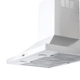 Proline PLFW 520 range hood in steel or black, mesh filters, lights; see ProlineRangeHoods.com for details.