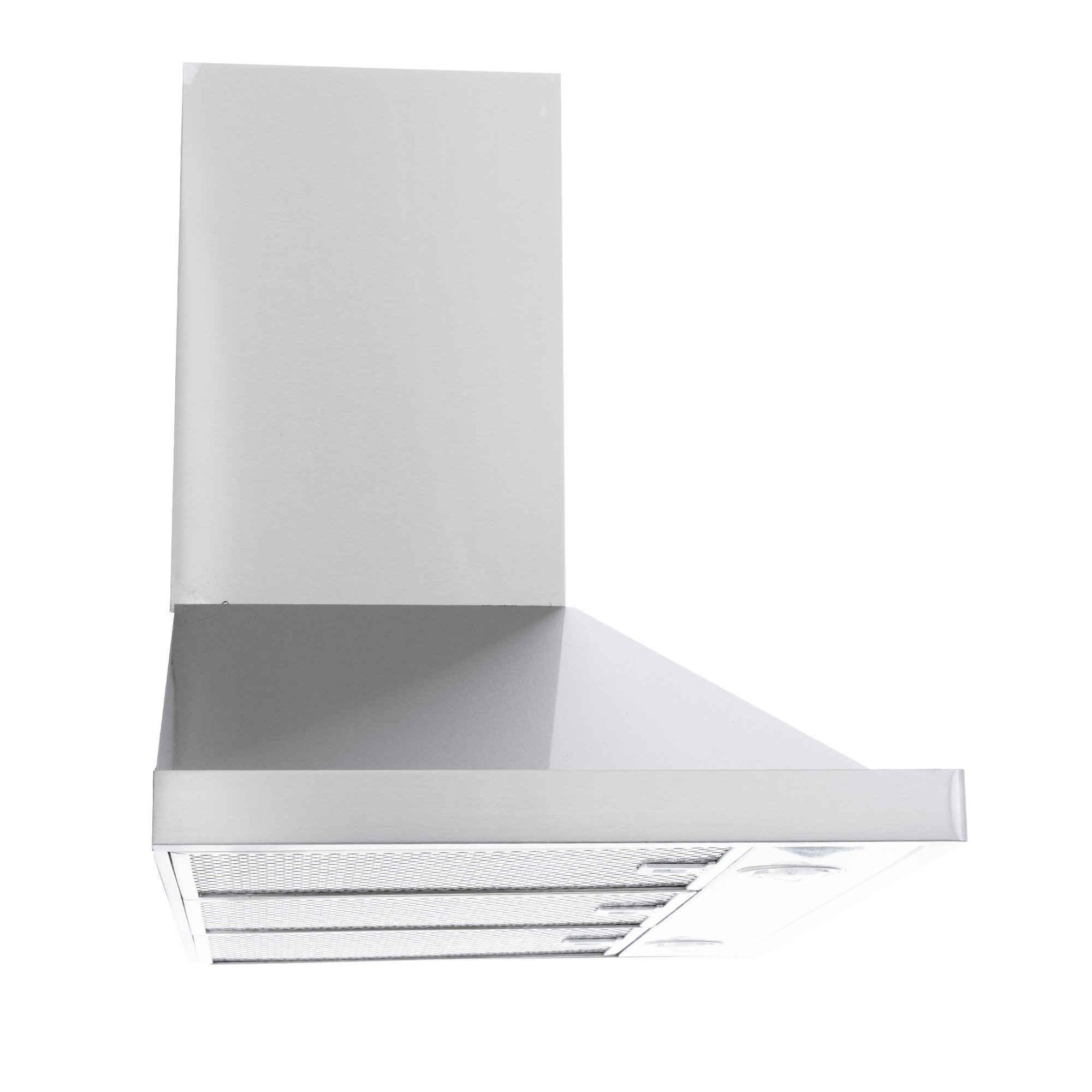 ProlineRangeHoods.com PLFW 520 matte black wall-mounted range hood, 600/1200 CFM, ductless option, white background.