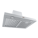 Proline PLFW 750 Wall Mount from ProlineRangeHoods.com boasts a strong 900/1100 CFM, LED panel, and sleek stainless design.