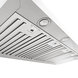 Proline PLFW 750 Range Hood in stainless steel, under-cabinet view. ProlineRangeHoods.com.