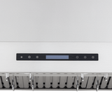 Proline PLFW 755 wall-mount hood: stainless steel, 1100 CFM motor, digital controls—see ProlineRangeHoods.com.