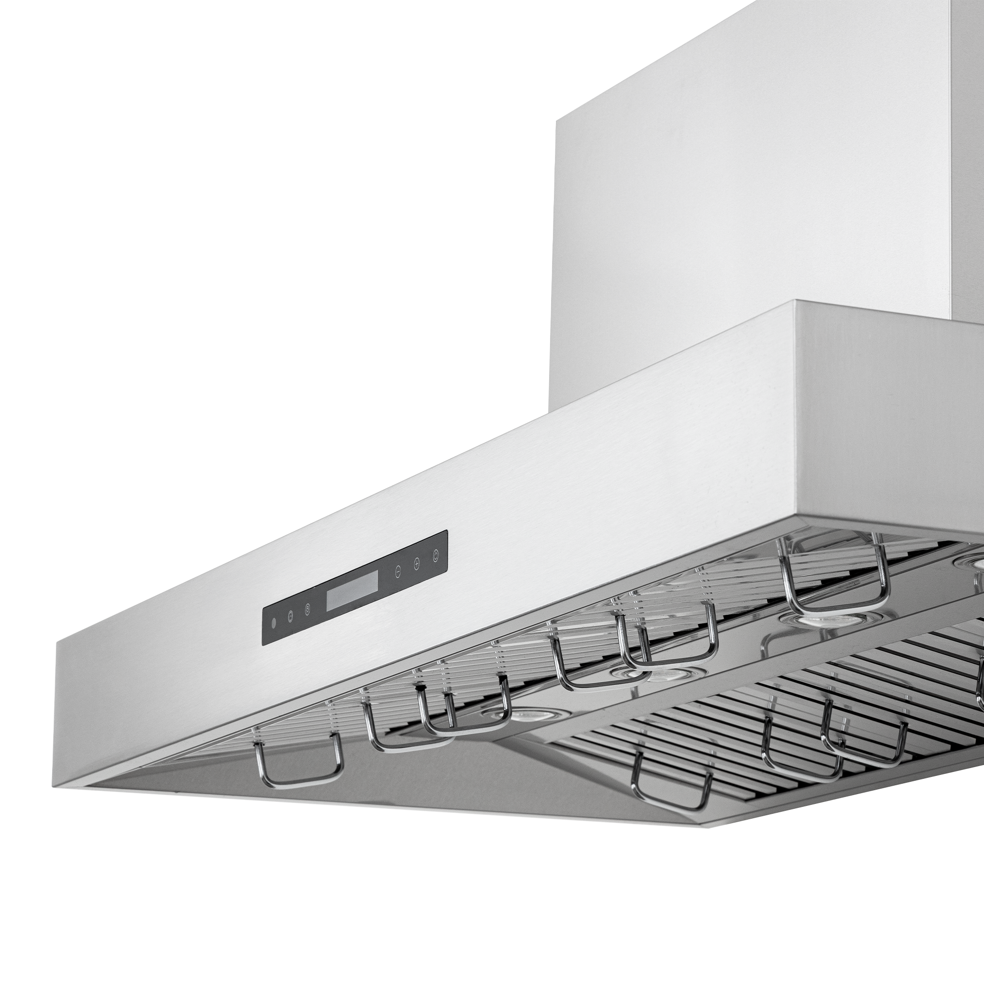 The Proline PLFW 755 range hood—stainless outdoor finish, 1100 CFM dual motors, racks. ProlineRangeHoods.com.