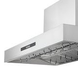 The Proline PLFW 755 range hood—stainless outdoor finish, 1100 CFM dual motors, racks. ProlineRangeHoods.com.