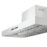The Proline PLFW 755 by Proline Range Hoods with 1100 CFM, dual motors—shown low angle. ProlineRangeHoods.com.