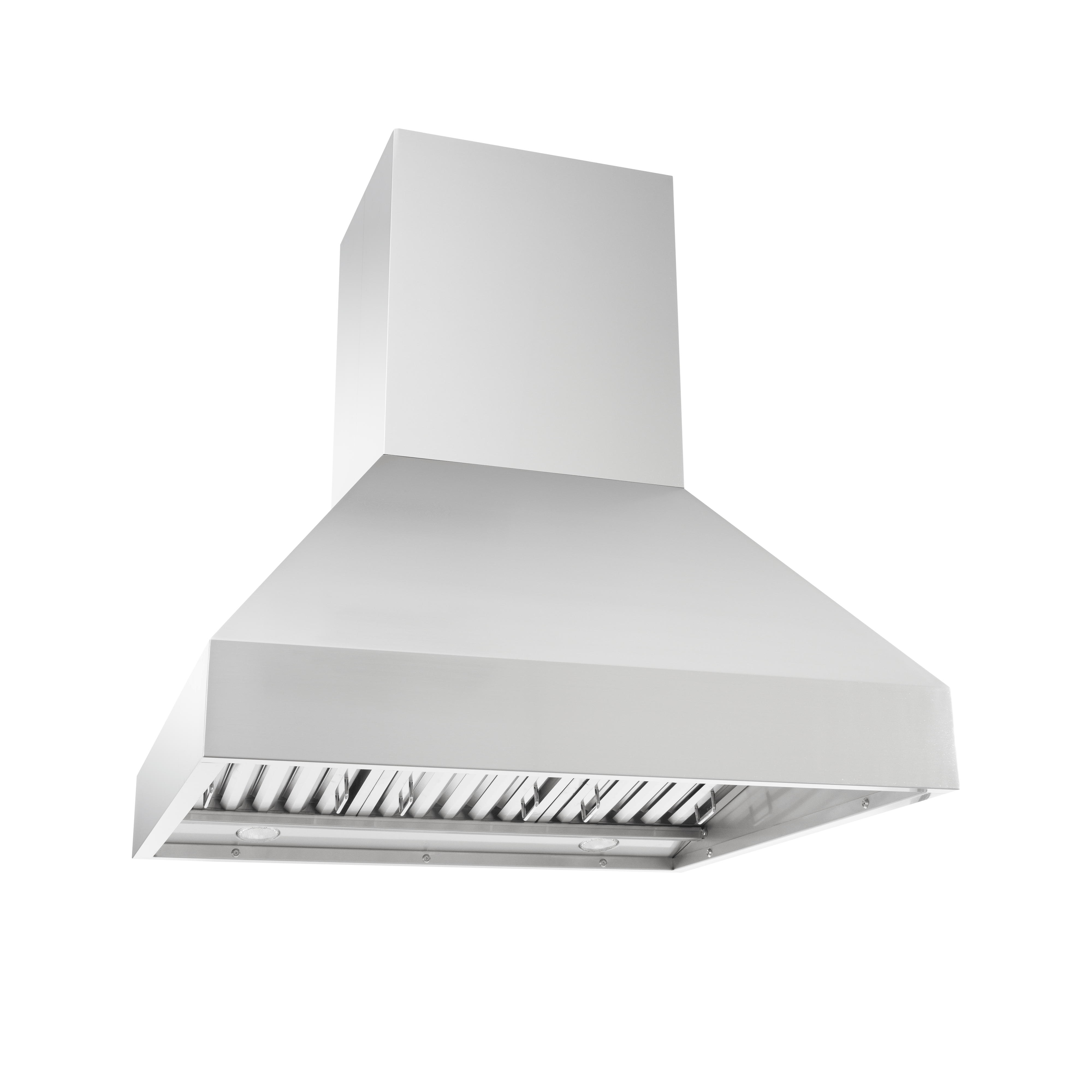 Proline PLGI 104 HE Island Range Hood, 304 stainless steel, 1200 CFM blower. ProlineRangeHoods.com.