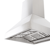 Proline PLGI 104 HE Island Hood, stainless steel, 36-60″, 1200 CFM, on white. ProlineRangeHoods.com.