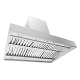 Proline PLGI 104 HE Island Range Hood, 304 stainless steel, 36–60″, shown underside. ProlineRangeHoods.com.