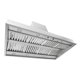 The Proline Range Hoods PLGI 104 HE, 304 stainless steel, 36″–60″; see details at ProlineRangeHoods.com.