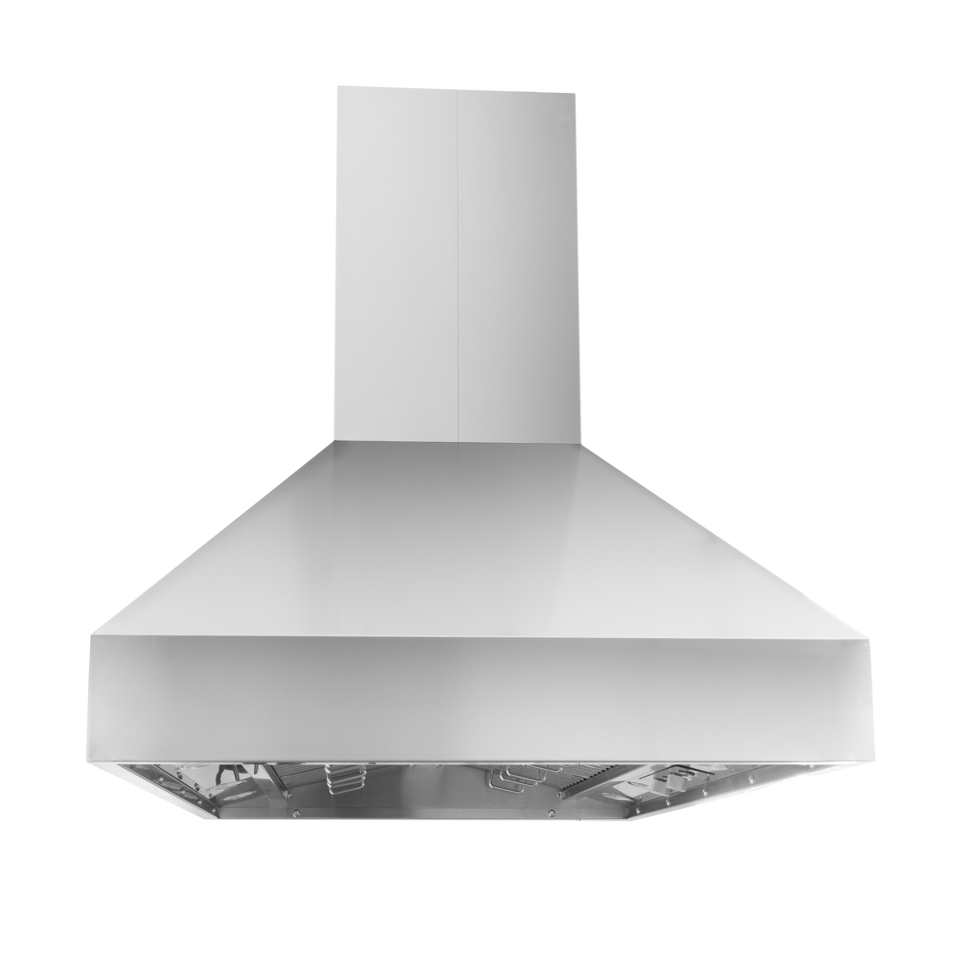 PLGI 104 HE Island Range Hood, 304 stainless steel, 36″-60″ sizes, 1200 CFM, ProlineRangeHoods.com.