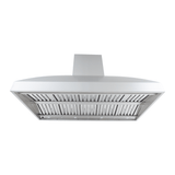 The Proline PLGI BBQ Pro Island Hood, 2000 CFM, stainless steel, from below. ProlineRangeHoods.com.