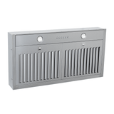 Proline PLGL 185 Insert Slim Range Hood, 600 CFM, 28"/34", dual blowers, dishwasher-safe filters. ProlineRangeHoods.com.