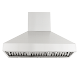 Front view of PLGW 104 HE wall range hood in 304 stainless steel with vent filters, from ProlineRangeHoods.com.