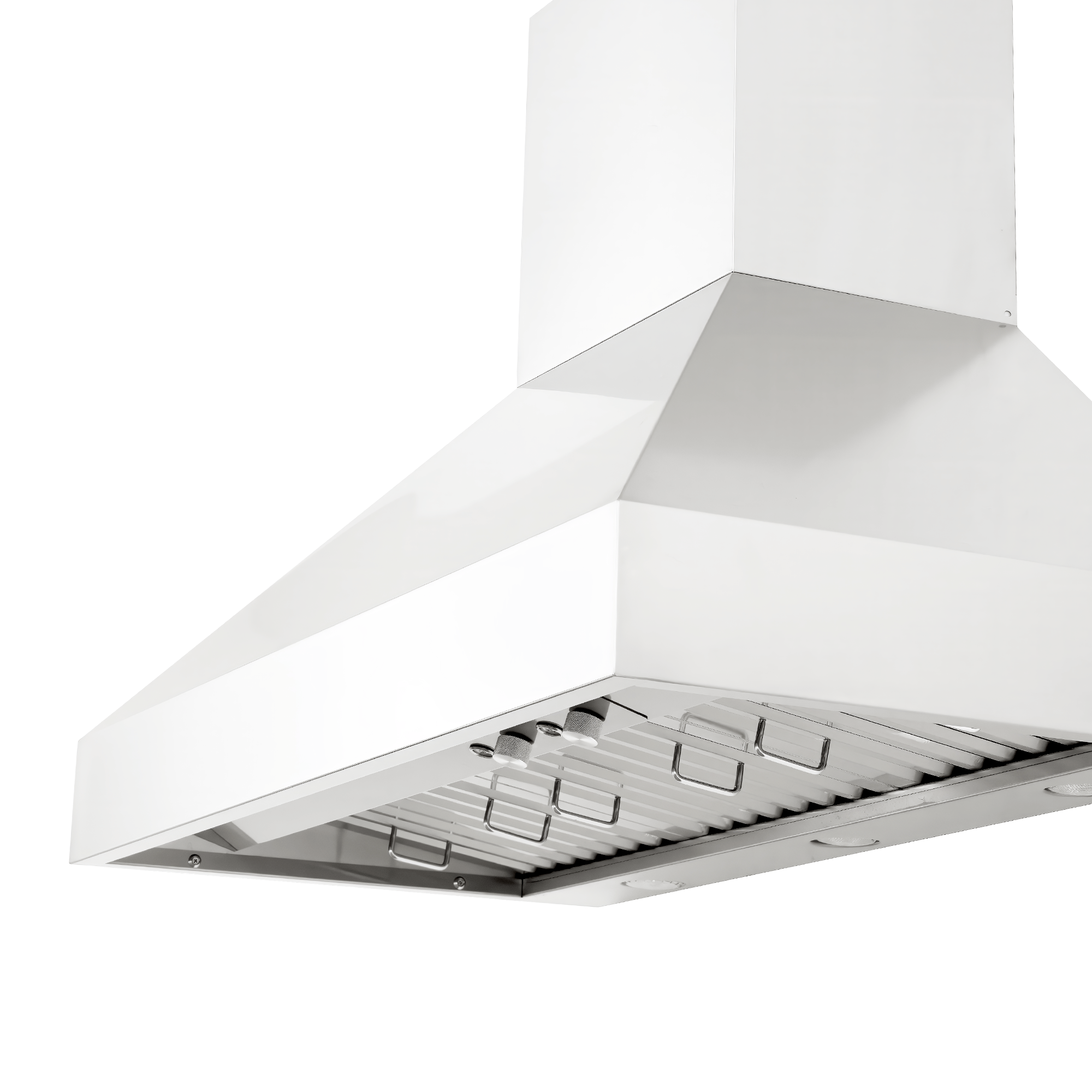 A Proline PLGW 104 HE range hood from ProlineRangeHoods.com, shown from below, made of outdoor-rated stainless steel.