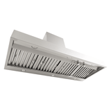 ProlineRangeHoods.com PLGW 104 HE wall-mounted range hood, stainless steel, vent slats, knobs, dual blower shown below.
