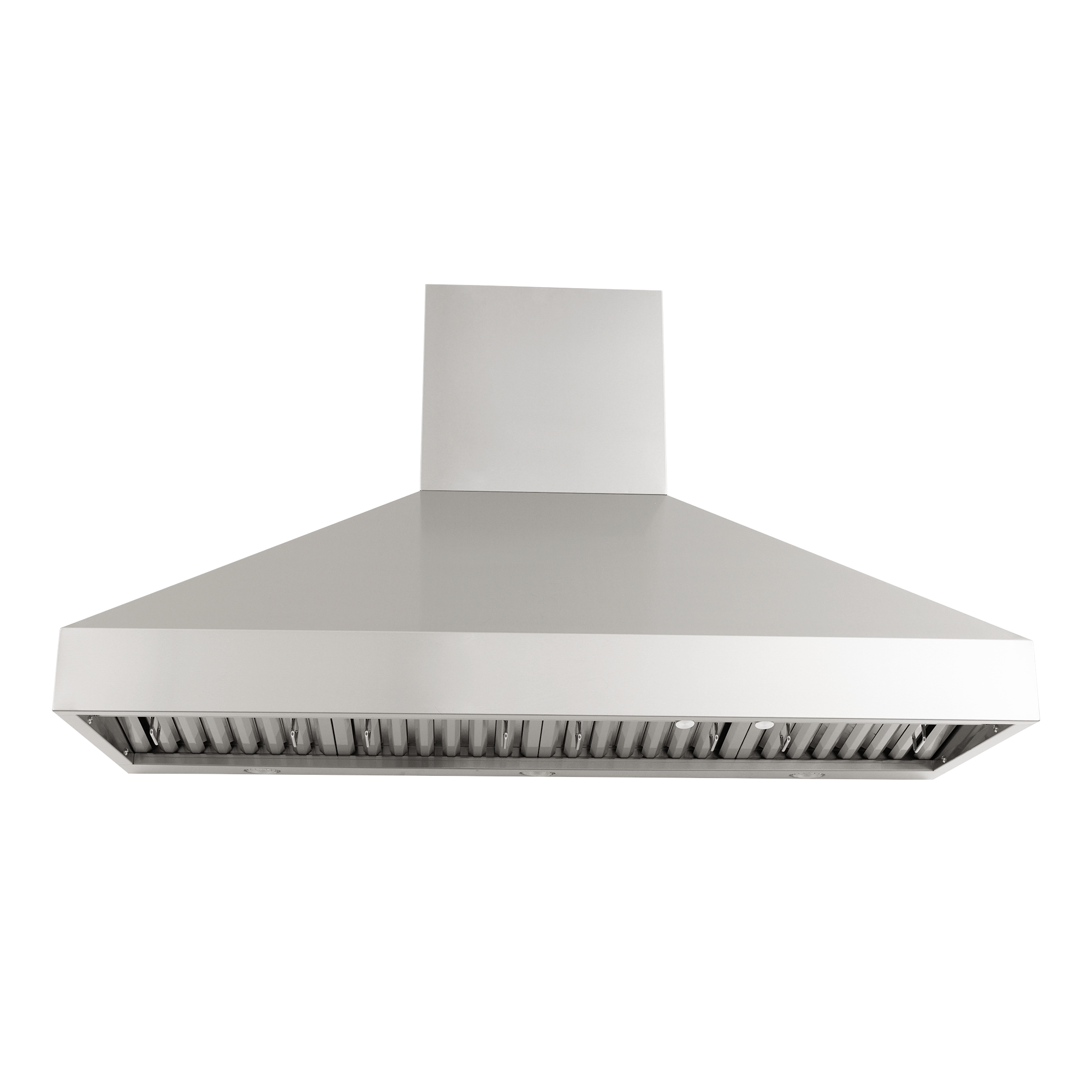 Front view of Proline PLGW 104 HE range hood in stainless steel, outdoor-rated, 1200-1300 CFM. ProlineRangeHoods.com.