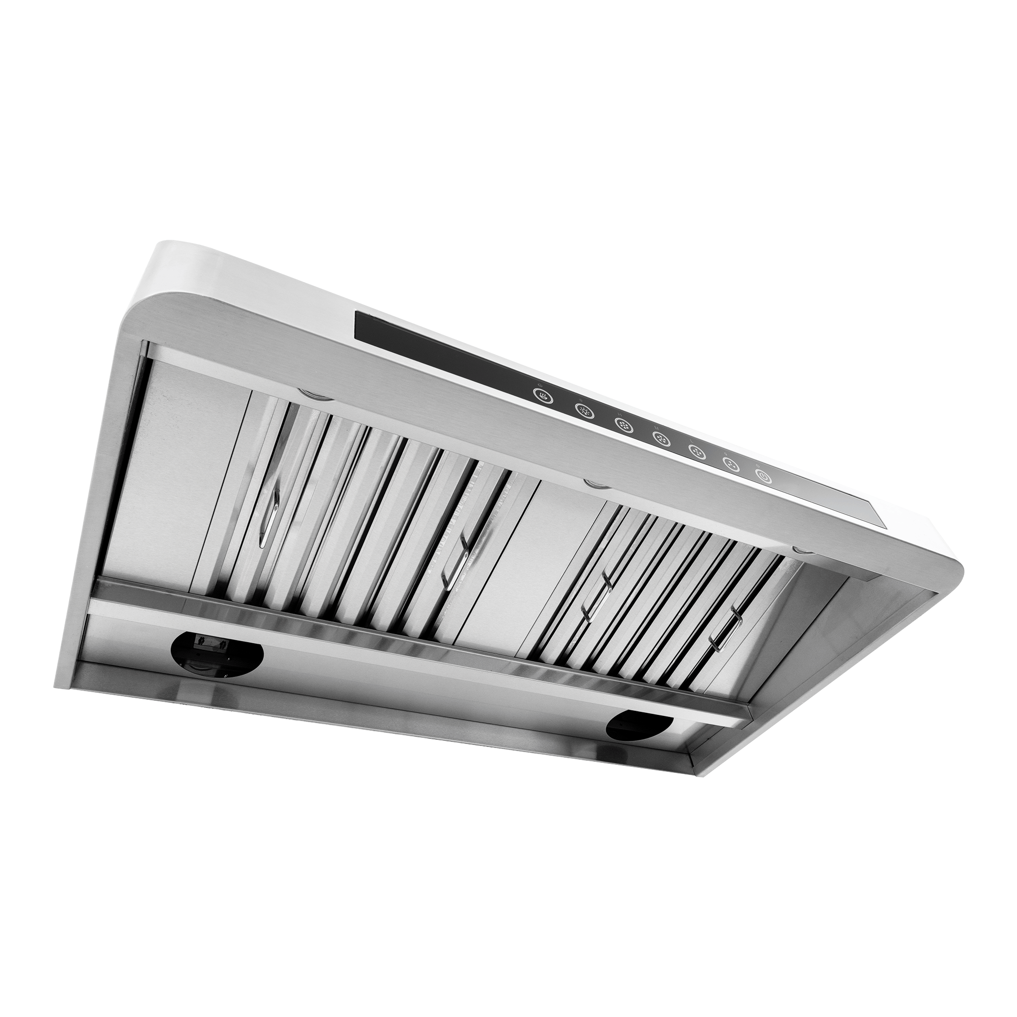 Proline PLJW 101 Ducted Under-Cabinet Range Hood with steel finish, vent slats, controls; ProlineRangeHoods.com.