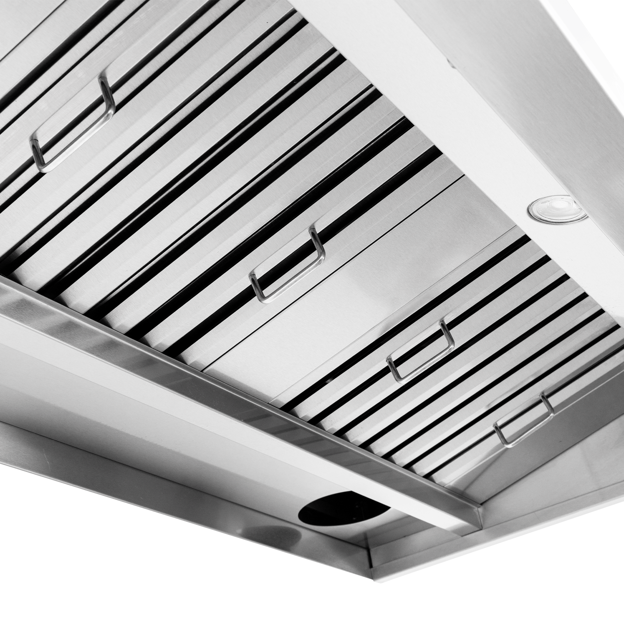 Proline PLJW 101 stainless steel under-cabinet range hood with lights/metal filters, 1000/2000 CFM. ProlineRangeHoods.com.