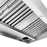 Proline PLJW 101 stainless steel under-cabinet range hood with lights/metal filters, 1000/2000 CFM. ProlineRangeHoods.com.