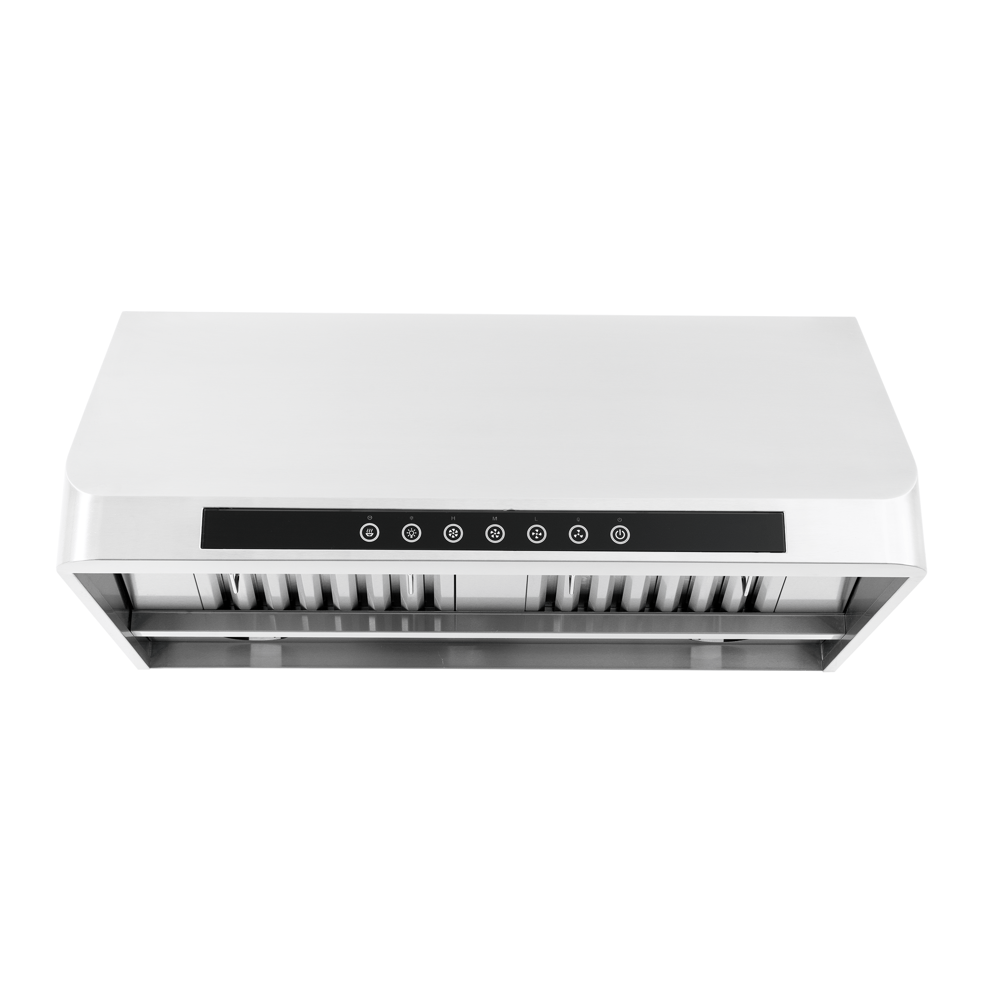 The Proline PLJW 101 Ducted Under-Cabinet Range Hood, stainless steel, front view. ProlineRangeHoods.com.