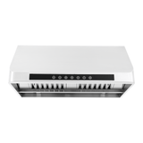 The Proline PLJW 101 Ducted Under-Cabinet Range Hood, stainless steel, front view. ProlineRangeHoods.com.