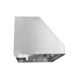 ProlineRangeHoods.com PLJW 101 stainless steel under-cabinet hood, angled design, 1000/2000 CFM, shown from below.