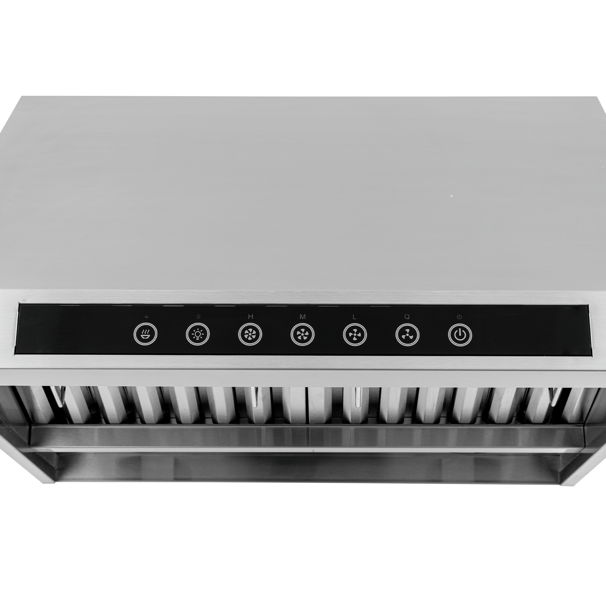 PLJW 102 under cabinet range hood: stainless steel, black touch panel, ductless install. ProlineRangeHoods.com.