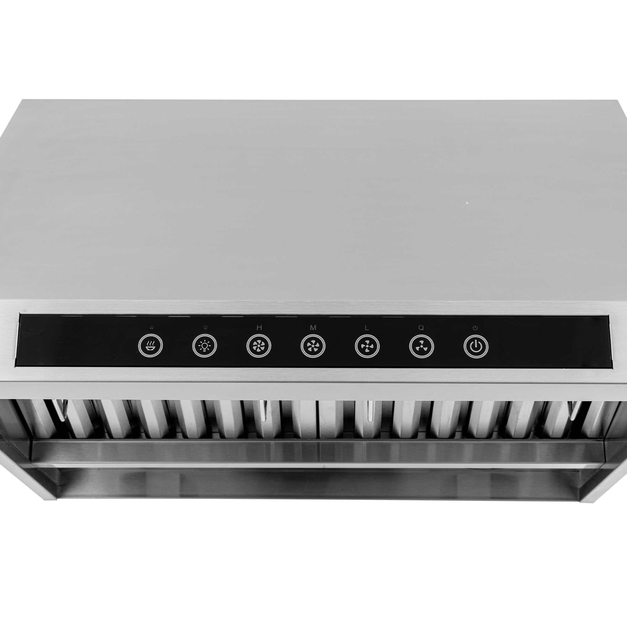 PLJW 102 under cabinet range hood: stainless steel, black touch panel, ductless install. ProlineRangeHoods.com.