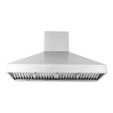 Proline PLJW 104 Wall-Mounted Range Hood with vent slats, shown front view. ProlineRangeHoods.com.