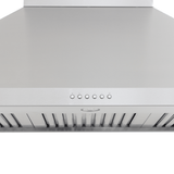 ProlineRangeHoods.com PLJW 129 is a wall-mount stainless steel hood with vent filters, controls, and a 900/1200 CFM blower.