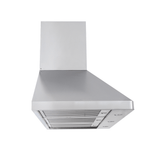 Proline PLJW 129 stainless range hood with angular design, 900/1200 CFM blower. ProlineRangeHoods.com, white background.